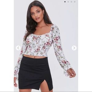 Smocked Floral Peasant Top